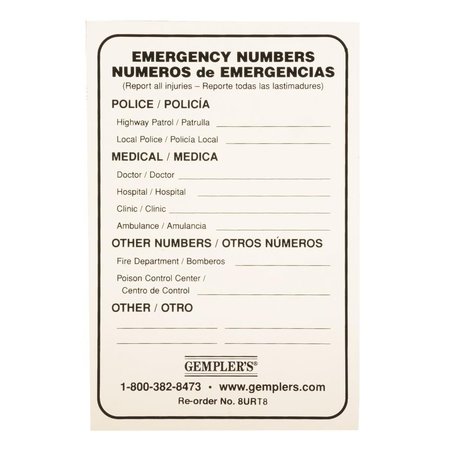 GEMPLERS Gempler's Required Emergency Information Self-Adhesive Label X1584L